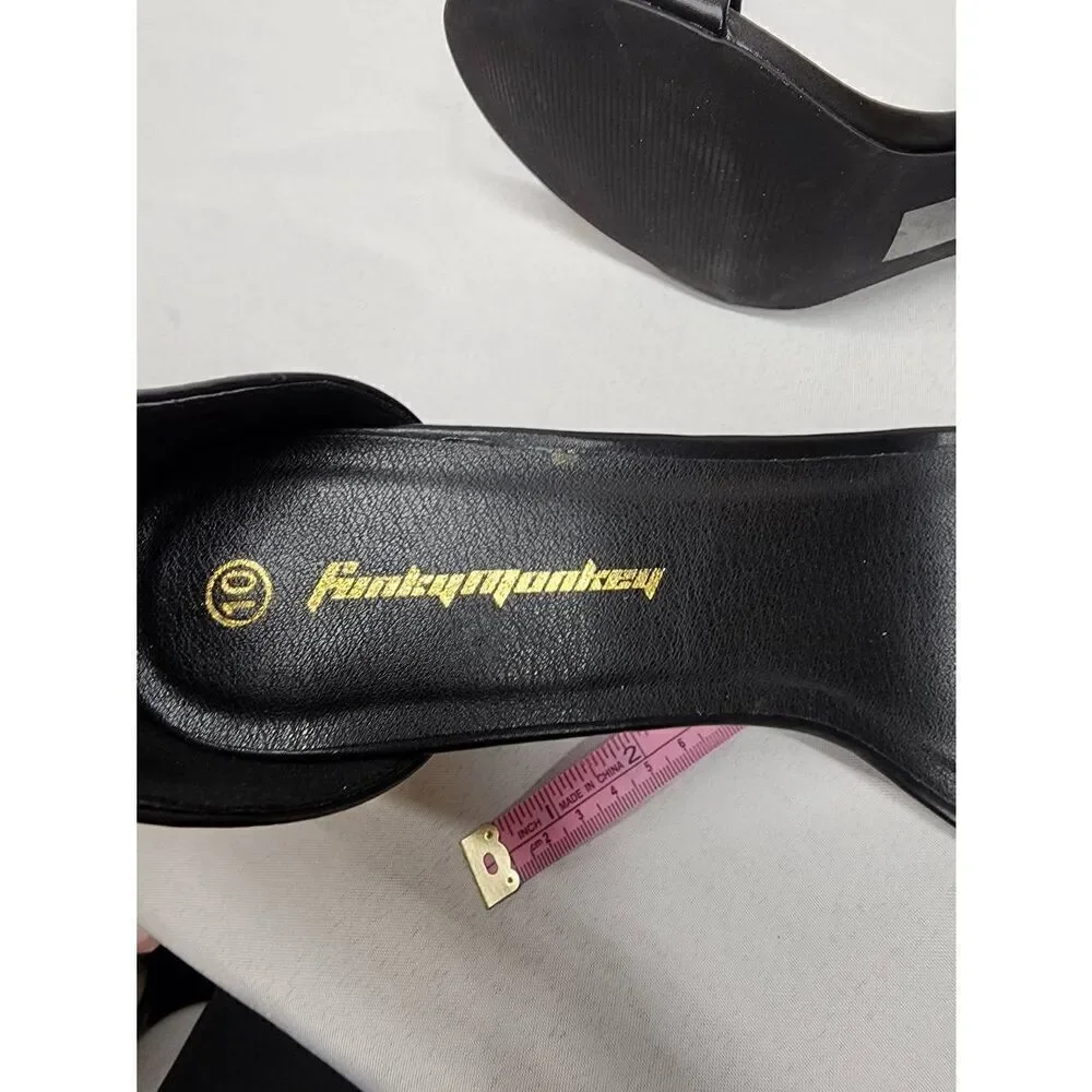 FUNKYMONKEY Size 10 Women's Chunky High Heels Sandals,Two Strap Open Toe Ankle S